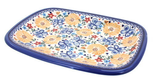 Polish Pottery Butterfly Medium Rectangular Serving Platter