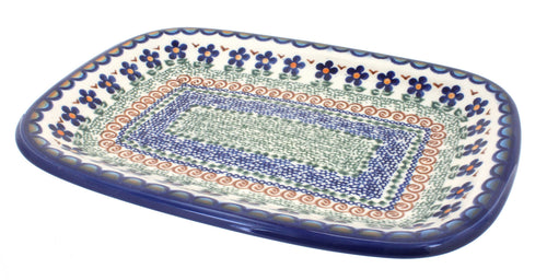 Polish Pottery Aztec Flower Medium Rectangular Serving Platter