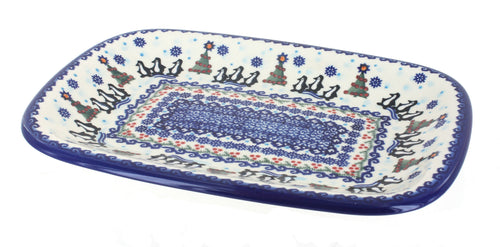 Polish Pottery Arctic Holidays Medium Rectangular Serving Platter