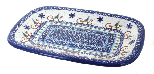 Polish Pottery Noel Nights Medium Rectangular Serving Platter