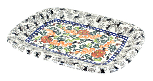 Polish Pottery Trick Or Treat Medium Rectangular Serving Platter