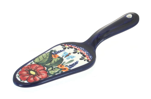 Polish Pottery Floral Butterfly Cake Server