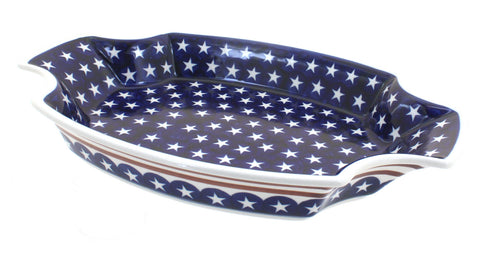 Polish Pottery Stars & Stripes Large Serving Tray