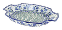 Polish Pottery Blue Tulip Large Serving Tray