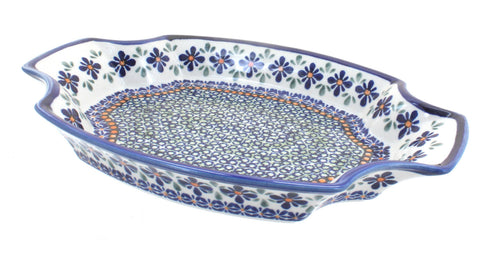 Polish Pottery Mosaic Flower Large Serving Tray