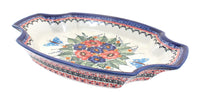 Polish Pottery Floral Butterfly Large Serving Tray