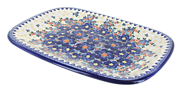 Blue Dahlia Large Rectangular Serving Platter
