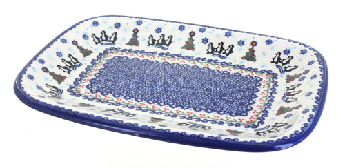 Polish Pottery Arctic Holidays Large Rectangular Serving Platter