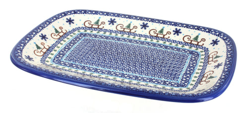 Polish Pottery Noel Nights Large Rectagular Serving Platter