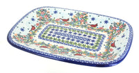Polish Pottery Winter Cardinal Large Rectangular Serving Platter