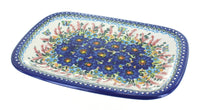 Polish Pottery Garden of Blue Large Rectangular Serving Platter