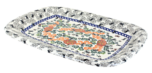 Polish Pottery Trick Or Treat Large Rectangular Serving Platter