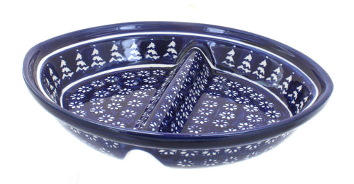 Polish Pottery Winter Nights Large Divided Dish