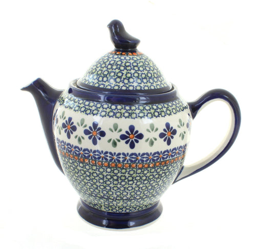 Polish Pottery Mosaic Flower Coffee Pot