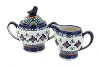Polish Pottery Mosaic Flower Cream & Sugar