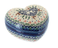 Polish Pottery Reindeer Delight Large Heart Box