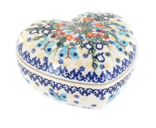 Polish Pottery Garden of Eden Large Heart Box