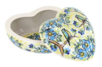 Bluebird Garden Large Heart Box Polish Pottery