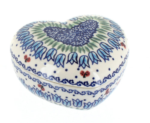 Polish Pottery Garden Tulip Large Heart Box