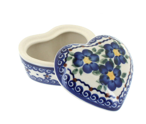 Polish Pottery Spring Blossom Small Heart Box