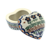 Polish Pottery Aztec Flower Small Heart Box