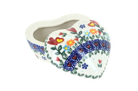 Polish Pottery Hearts & Flowers Small Heart Box