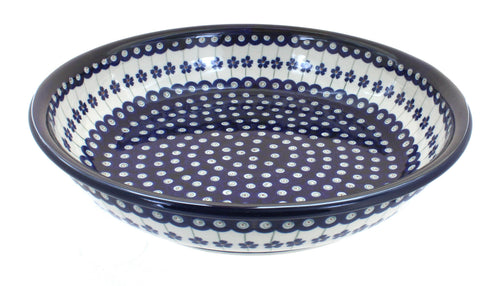 Polish Pottery Flowering Peacock Large Shallow Serving Bowl