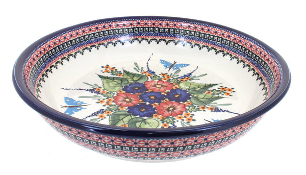 Floral Butterfly Large Shallow Serving Bowl