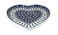 Polish Pottery Peacock Heart Plate