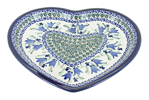 Polish Pottery Blue Tulip Heart Plate