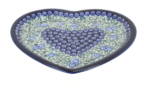 Polish Pottery Seaside Swirl Heart Plate