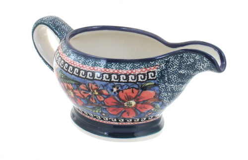 Polish Pottery Jungle Flower Gravy Boat