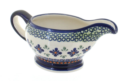 Polish Pottery Mosaic Flower Gravy Boat