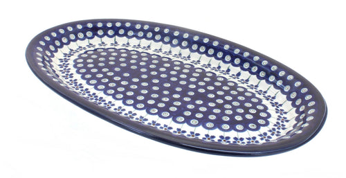 Polish Pottery Flowering Peacock Oval Platter