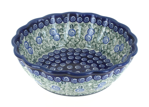 Polish Pottery Seaside Swirl Medium Scallop Bowl
