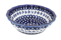 Polish Pottery Flowering Peacock Medium Scallop Bowl
