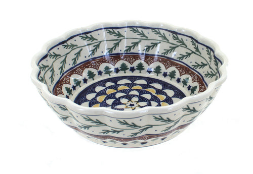 Polish Pottery Evergreen Medium Scallop Bowl