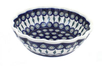 Polish Pottery Peacock Medium Scallop Bowl