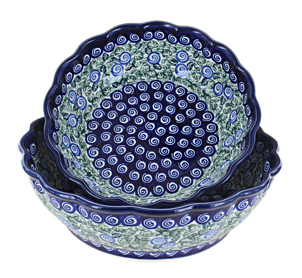 Seaside Swirl Scallop Serving Bowl Set
