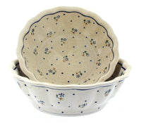 Polish Pottery Country Meadow Scallop Serving Bowl Set
