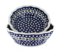 Polish Pottery Nature Scallop Serving Bowl Set