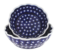 Polish Pottery Stars Scallop Serving Bowl Set