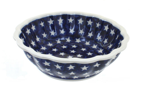 Polish Pottery Stars Medium Scallop Bowl