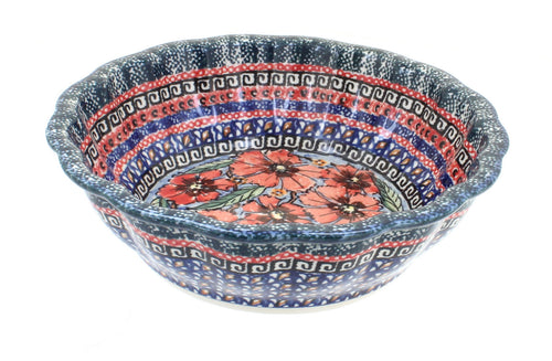Polish Pottery Jungle Flower Medium Scallop Bowl