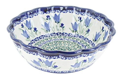 Polish Pottery Blue Tulip Medium Scallop Bowl