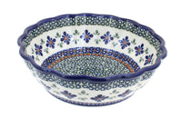 Polish Pottery Mosaic Flower Medium Scallop Bowl