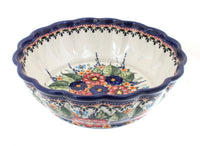 Polish Pottery Floral Butterfly Medium Scallop Bowl