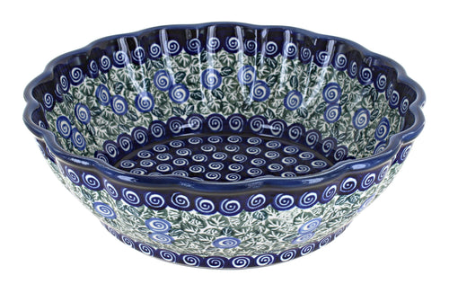 Polish Pottery Seaside Swirl Large Scallop Bowl