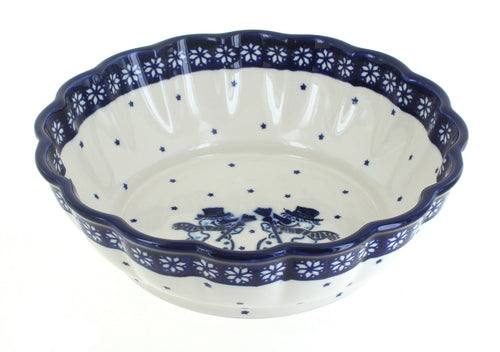 Polish Pottery Frosty Friend Large Scallop Bowl