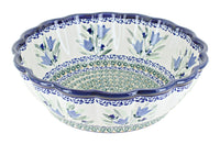 Polish Pottery Blue Tulip Large Scallop Bowl